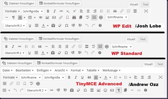 WP Edit vs WP Standard Editor