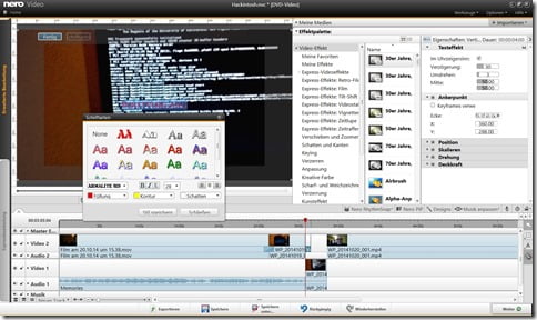 Videobearbeitungsfenster