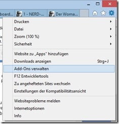 addon verwalten i, IE