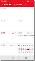 Outlook Kalender unter Windows 10 mobil