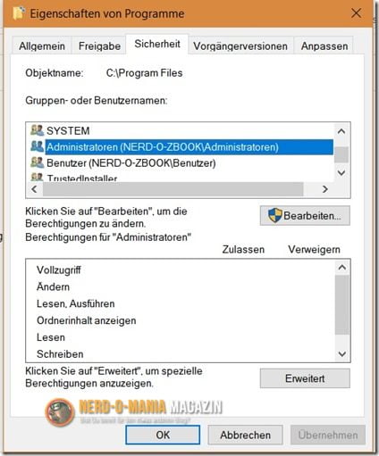 Zugriffsrechte Datei