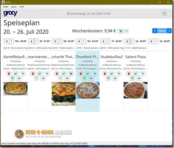 Grocy Speiseplan