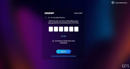 QNAP QTS 5.1 Final - Neuerungen: Anmelung per 2-Faktor-Authentifizierung
