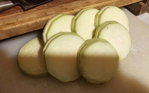 Rezept: gefüllte Auberginen-Scheiben "Olympia"