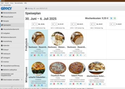 grocy Test - Speiseplan mit allen Features