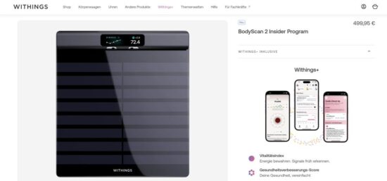 der Renpho MorphoScan Nova Test - absolut Fit im Jahr 2026.. 6 Renpho MorphoScan Nova Test - withings webseite
