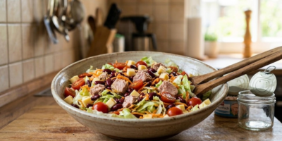 Rezept bunter Salat mit Thunfisch - einfach und schnell gemacht und ideal für heiße Tage.. 20 Rezept bunter Salat mit Thunfisch - einfach und schnell gemacht und ideal für heiße Tage..