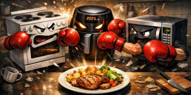 Umluftherd Mikrowelle oder Airfryer? Mit welchem der 3 klappt das Heißluftgaren am besten?..