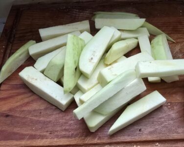 Rezept Auberginen-Pommes - die heißen Sticks aus dem Airfryer..